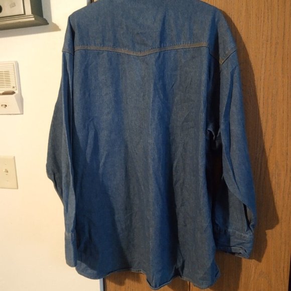 Key Men’s Western Pearl Snap Denim Button Up Size 2XL Regular Blue Denim Vintage - Picture 4 of 4